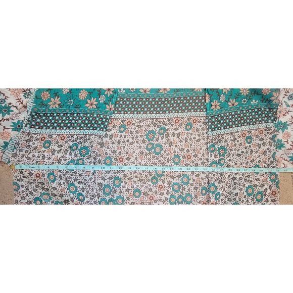 Boho Kimono Tops Women's One Size Green Pink Sheer Paradise Vibrant Colors - Picture 7 of 9